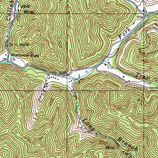 Topographic Map of Long Branch, KY