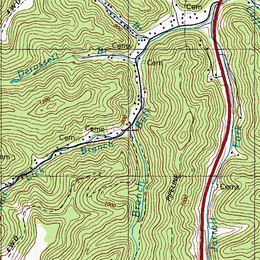 Topographic Map of Long Branch, KY