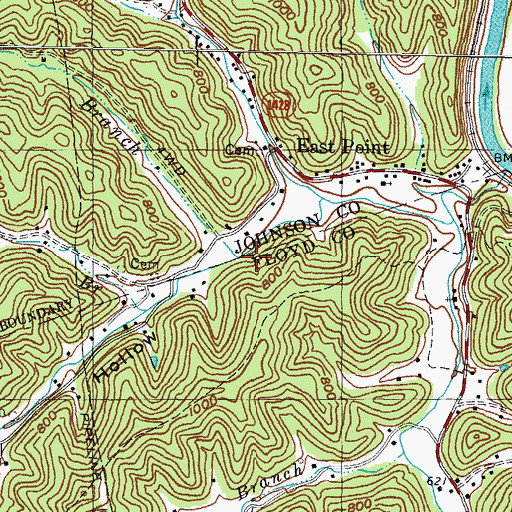 Topographic Map of Long Branch, KY