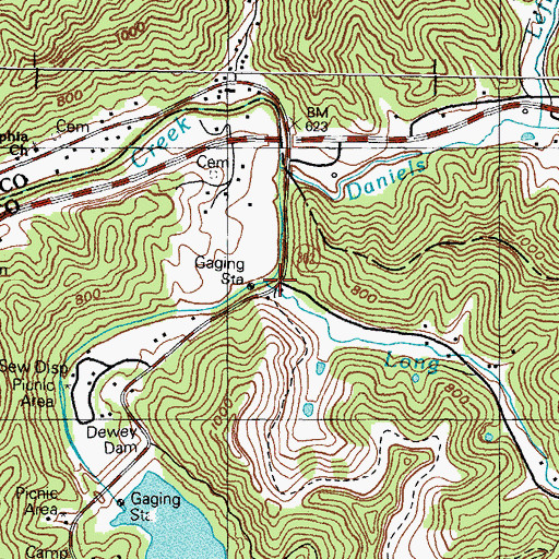 Topographic Map of Long Branch, KY