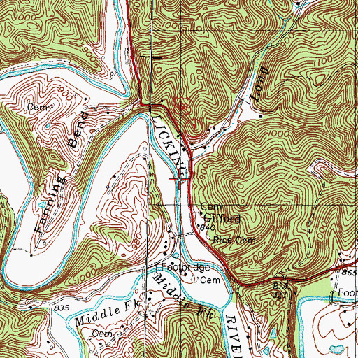 Topographic Map of Long Branch, KY