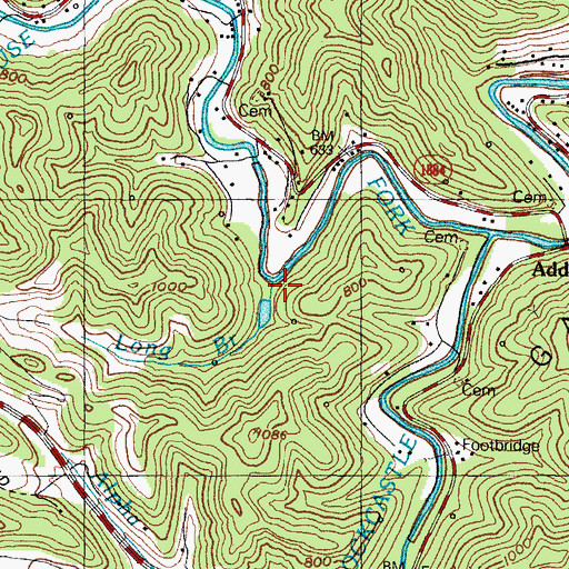 Topographic Map of Long Branch, KY