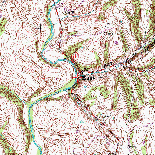 Topographic Map of Long Branch, KY