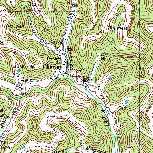 Topographic Map of Long Branch, KY