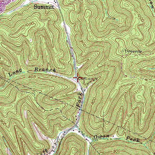 Topographic Map of Long Branch, KY