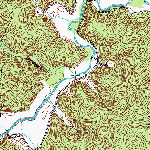 Topographic Map of Long Branch, KY