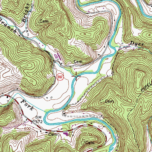 Topographic Map of Long Branch, KY