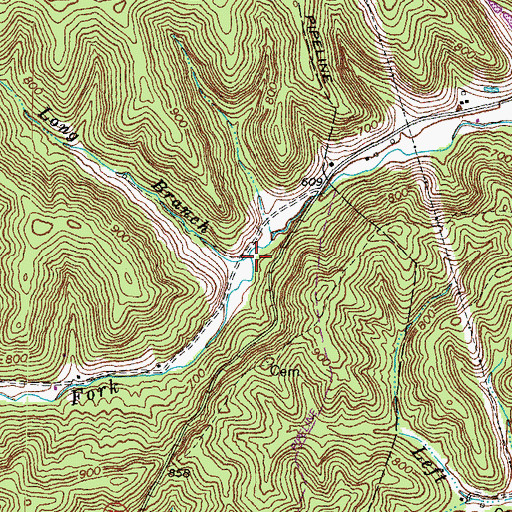 Topographic Map of Long Branch, KY