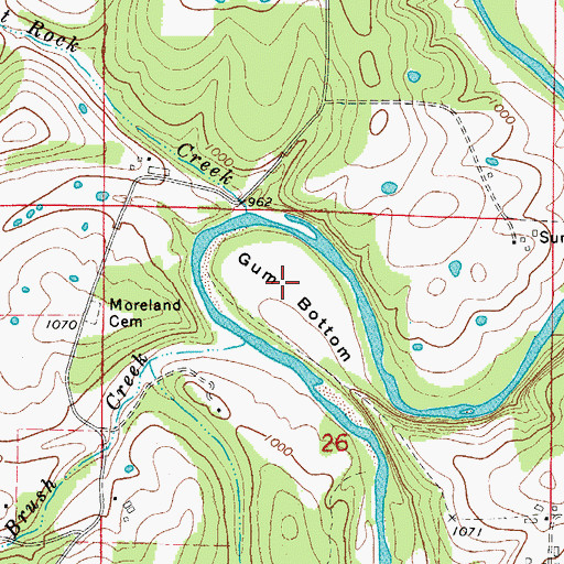 Topographic Map of Gum Bottom, AR