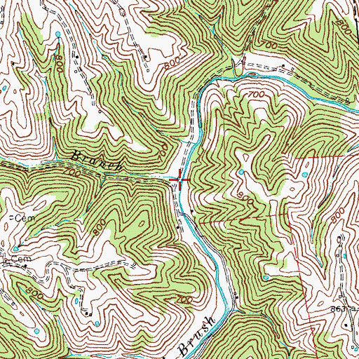 Topographic Map of Long Branch, KY
