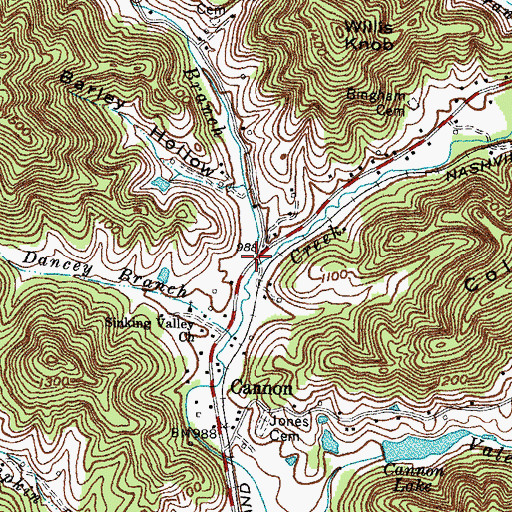 Topographic Map of Long Branch, KY