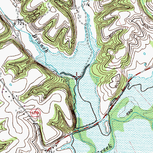 Topographic Map of Long Branch, KY