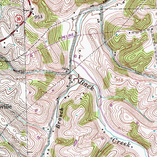 Topographic Map of Long Branch, KY