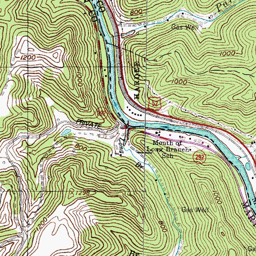 Topographic Map of Long Branch, KY