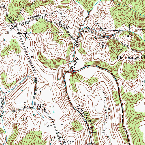 Topographic Map of Long Branch, KY