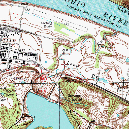Topographic Map of Long Branch, KY
