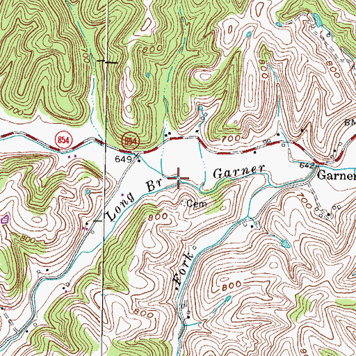 Topographic Map of Long Branch, KY
