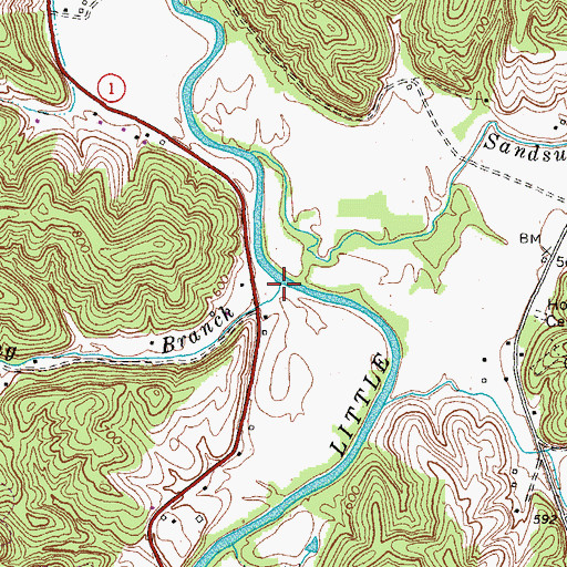 Topographic Map of Long Branch, KY