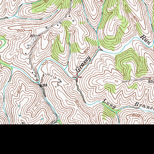 Topographic Map of Long Branch, KY