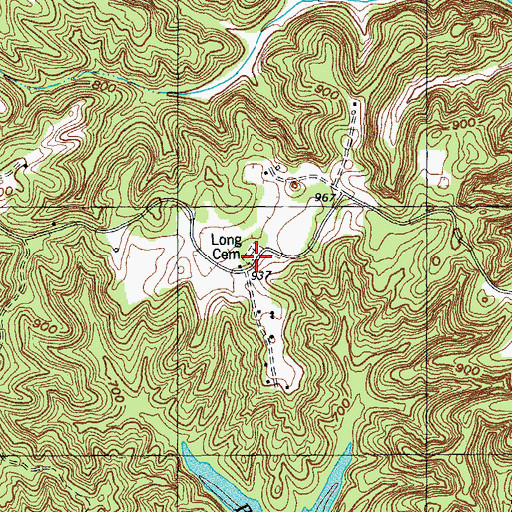 Topographic Map of Long Cemetery, KY