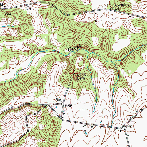 Topographic Map of Long Cemetery, KY