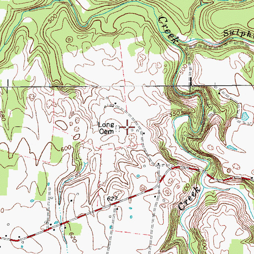 Topographic Map of Long Cemetery, KY