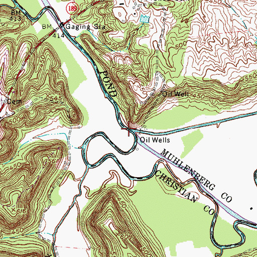 Topographic Map of Long Creek, KY