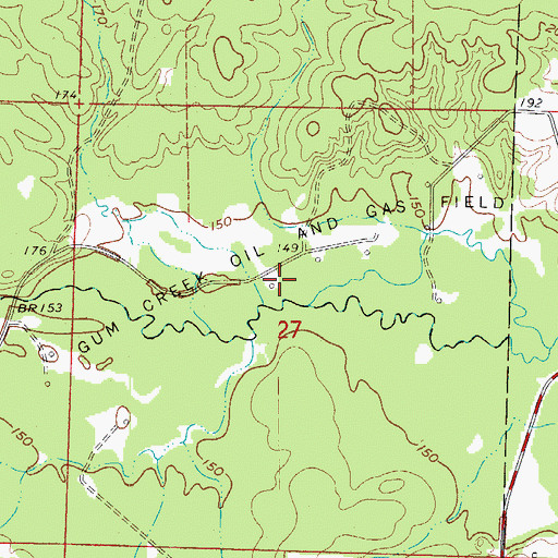Topographic Map of Gum Creek Oil and Gas Field, AR