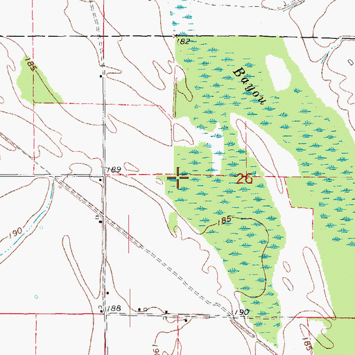 Topographic Map of Gum Flat Bayou, AR