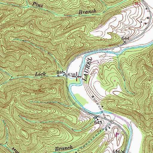 Topographic Map of Long Lick, KY