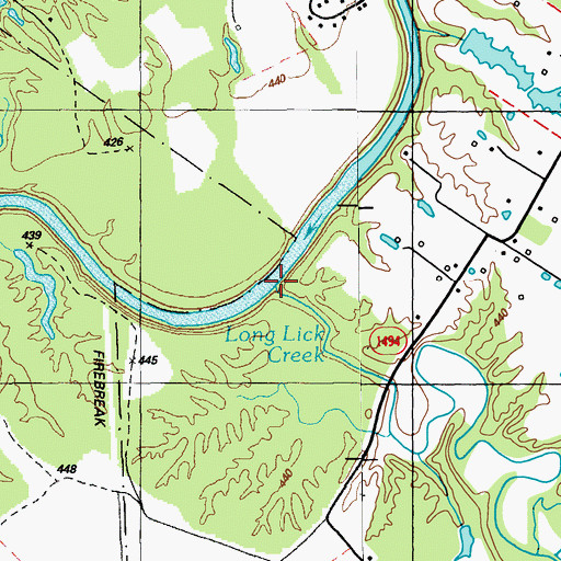 Topographic Map of Long Lick Creek, KY