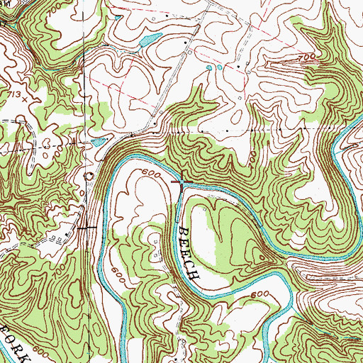 Topographic Map of Long Lick Creek, KY