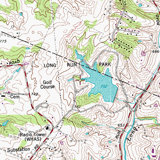 Topographic Map of Long Run Park, KY