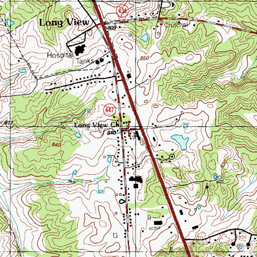 Topographic Map of Long View Church, KY