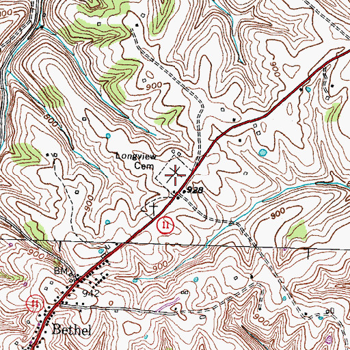 Topographic Map of Longview Cemetery, KY