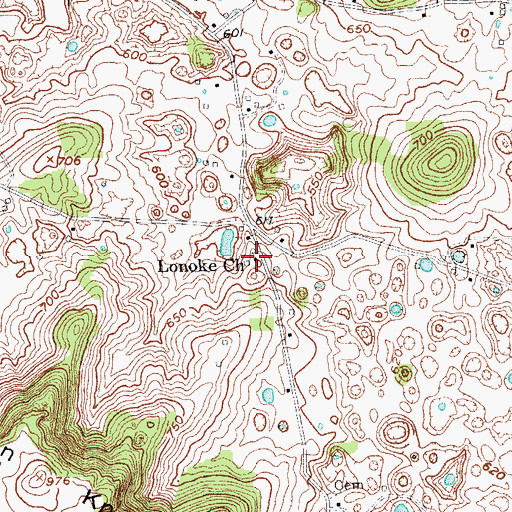 Topographic Map of Lonoke Church, KY