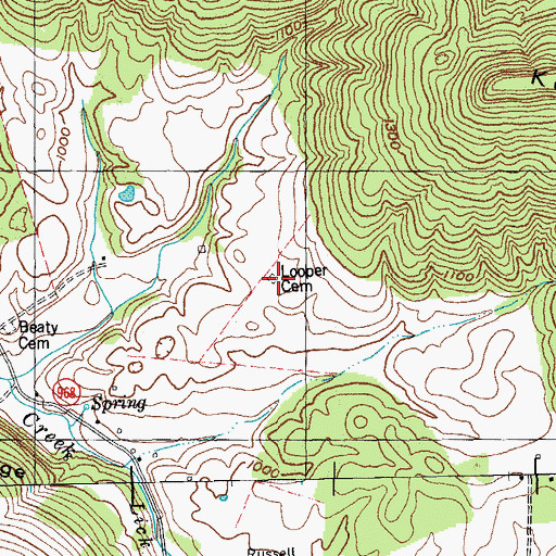 Topographic Map of Looper Cemetery, KY