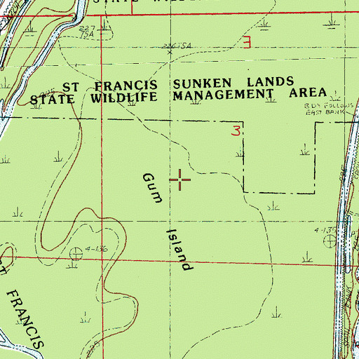 Topographic Map of Gum Island, AR