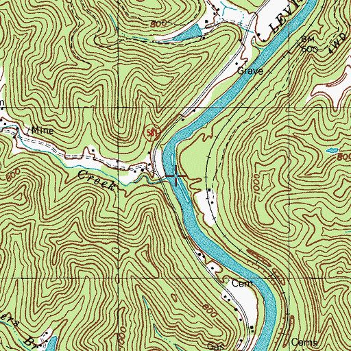 Topographic Map of Lost Creek, KY