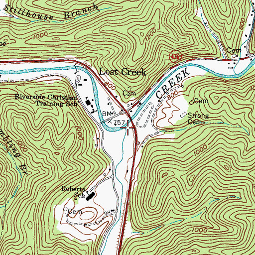 Topographic Map of Lost Creek, KY
