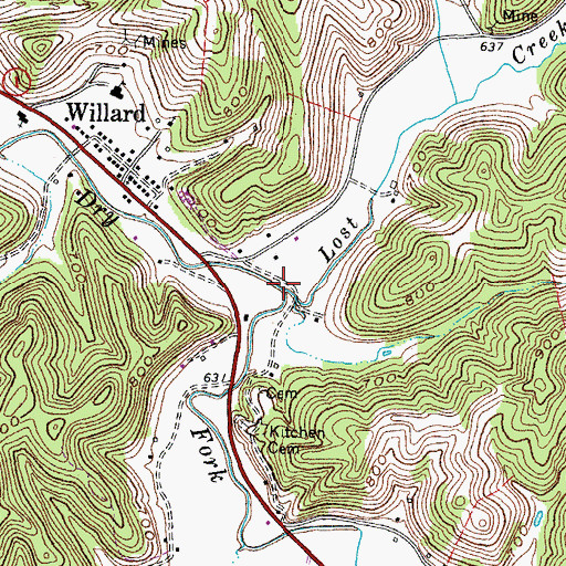 Topographic Map of Lost Creek, KY