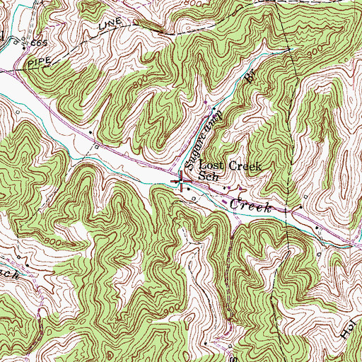 Topographic Map of Lost Creek School, KY