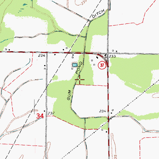 Topographic Map of Gum Pond Ditch, AR