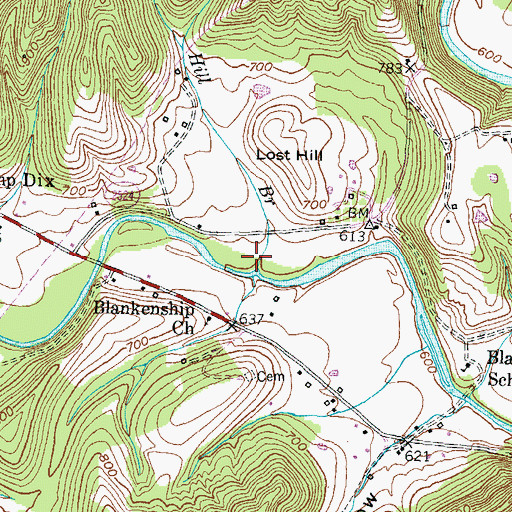 Topographic Map of Lost Hill Branch, KY