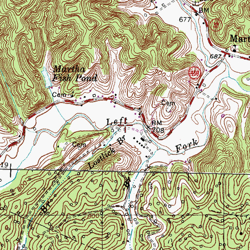 Topographic Map of Lostlick Branch, KY