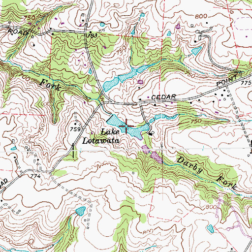 Topographic Map of Lake Lotawata, KY