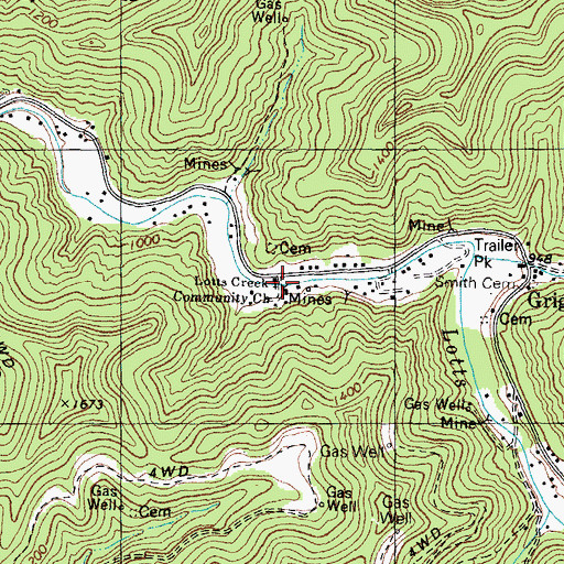 Topographic Map of Lotts Creek Community Church, KY
