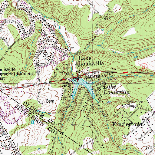 Topographic Map of Lake Louisvilla (historical), KY