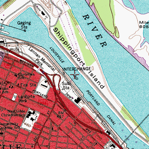 Topographic Map of Louisville and Portland Canal, KY