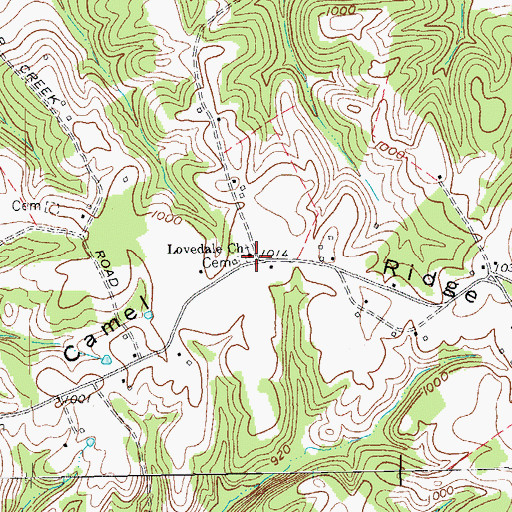 Topographic Map of Lovedale Church, KY